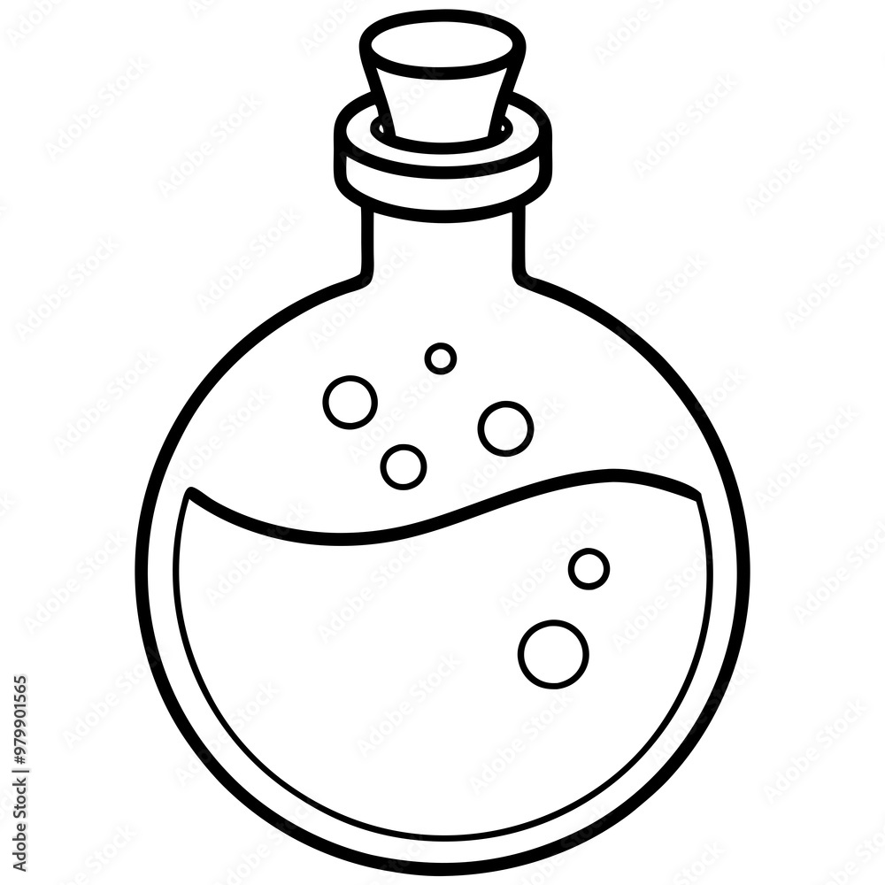 Bubble-filled Potion Bottle with Cork - Vector Art Bubble-filled Potion Bottle with Cork - Vector Art