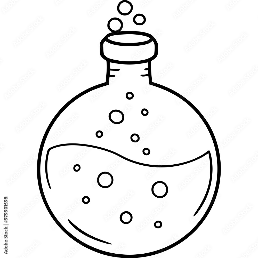 Bubble-filled Potion Bottle with Cork - Vector Art Bubble-filled Potion Bottle with Cork - Vector Art