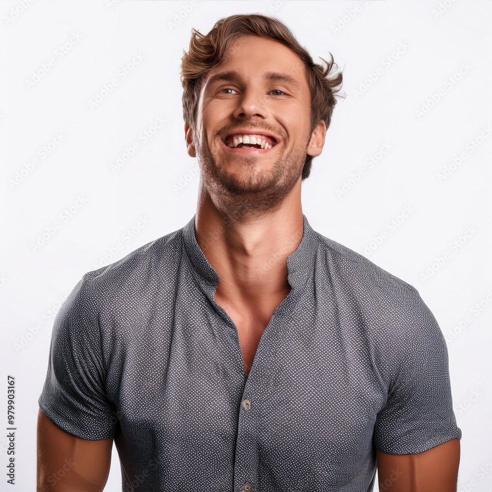 Authentic Man Laughing with Joy Isolated on White Background, Clipping Path, Full Depth of Field Authentic Man Laughing with Joy Isolated on White Background, Clipping Path, Full Depth of Field