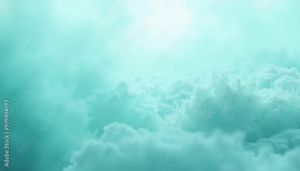 Fototapeta premium swirling mist in soft turquoise, with copy space, abstract texture