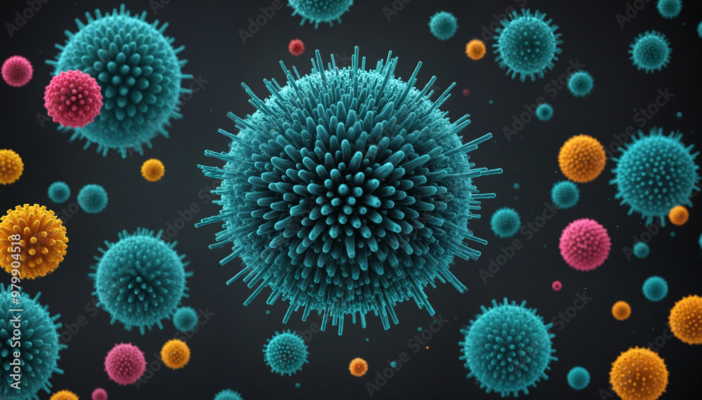 Naklejka premium Viruses, illness and sickness visualization