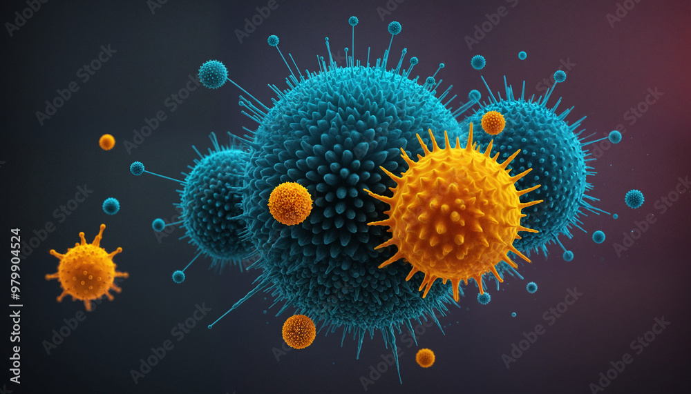 Obraz premium Viruses, illness and sickness visualization