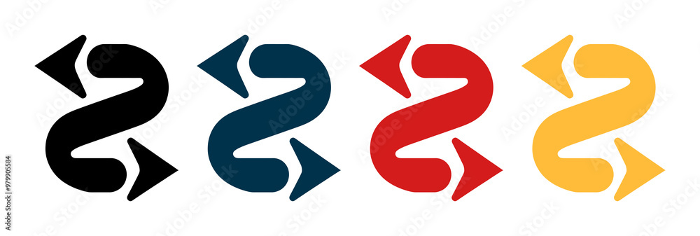 Arrows with a unique design in bold colors on a transparent background Arrows with a unique design in bold colors on a transparent background