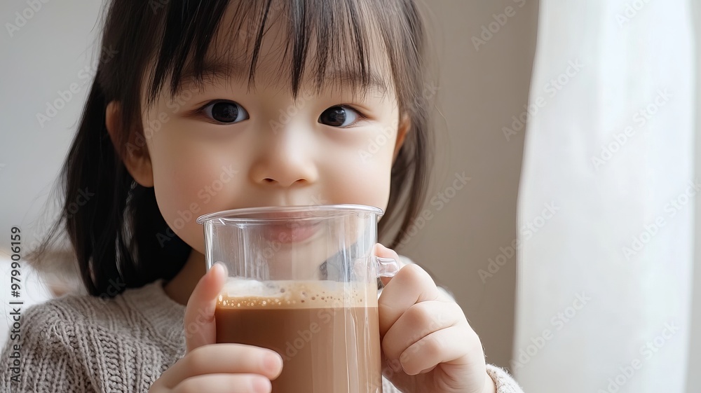 Adorable Little Girl Enjoying a Glass of Chocolate Milk Adorable Little Girl Enjoying a Glass of Chocolate Milk