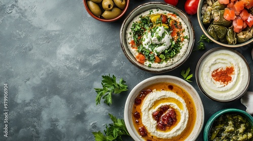 A Meze. The most popular Turkish dishes. A selection of small dishes served as appetizers, including dishes like hummus, baba ghanoush, dolma and haydari.