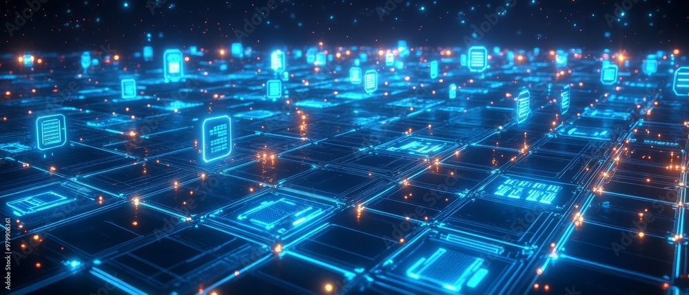 Obraz premium Cloud Grid, Cloud Computing and Digital Infrastructure