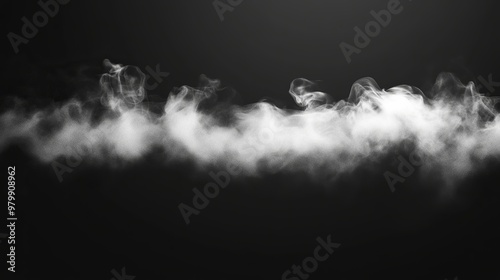 Vector illustration depicting a realistic depiction of white fog or smoke against a black backdrop. The image captures the ethereal and atmospheric qualities of the subject photo