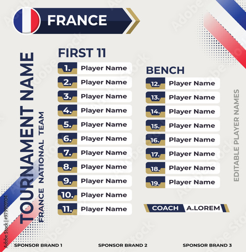 Line up for first 11 players of France Team