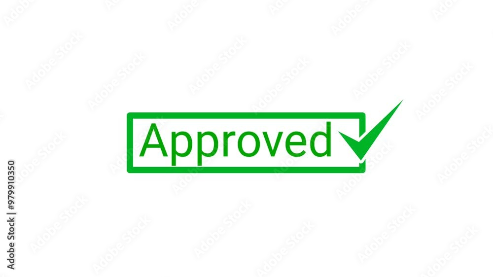 Approved animated text on a white background. Receipt notification symbol Approved animated text on a white background. Receipt notification symbol