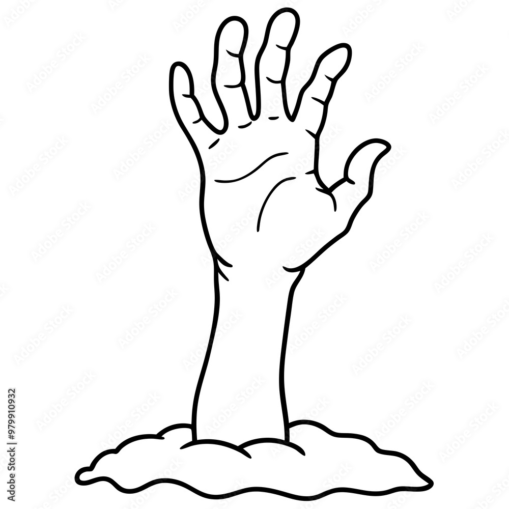 Vector Art of a Zombie Hand Emerging from the Ground with Outstretched Fingers Vector Art of a Zombie Hand Emerging from the Ground with Outstretched Fingers