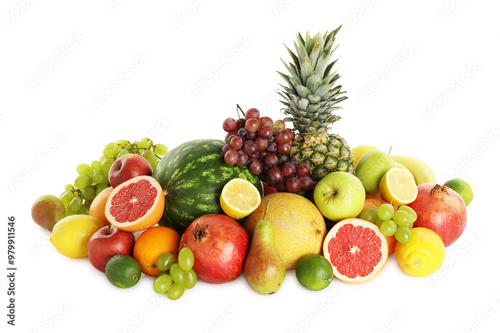 Many different fresh fruits isolated on white Many different fresh fruits isolated on white