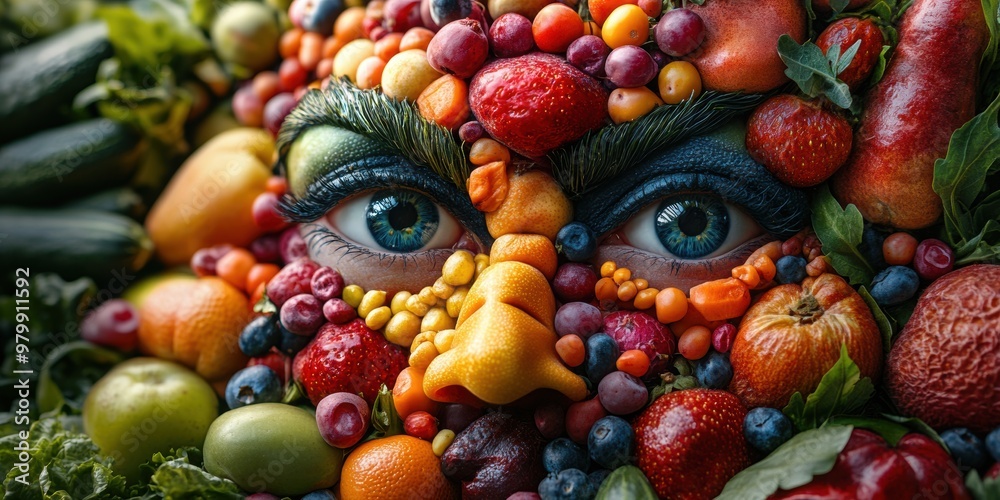 Explore a bustling urban environment where vegetables and fruits have faces and lively personalities Explore a bustling urban environment where vegetables and fruits have faces and lively personalities