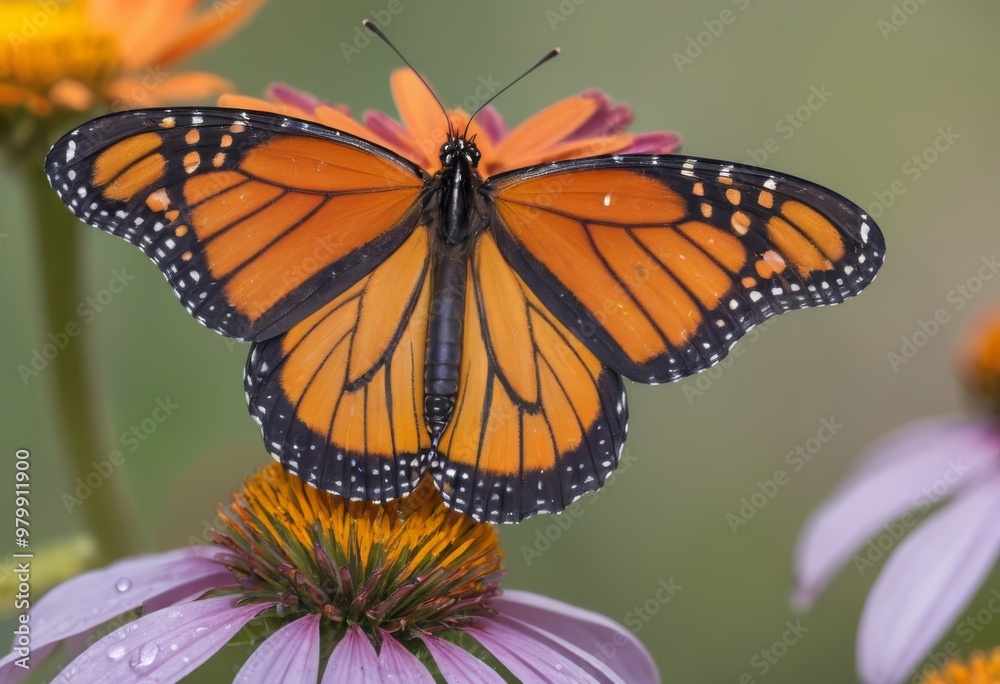 Naklejka premium Monarch butterfly with wings spread