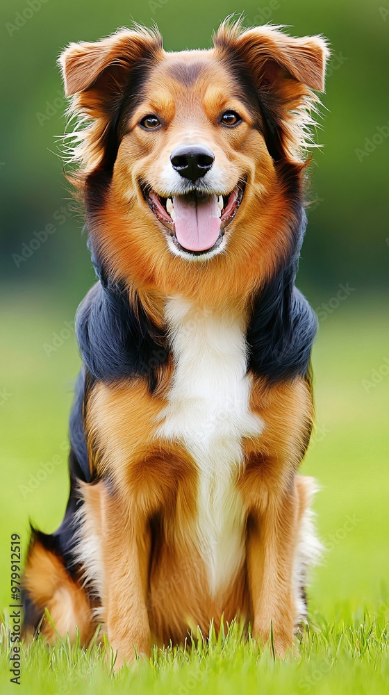 A Danish-Swedish Farmdog sitting happily on a grassy lawn, with a light solid color background that enhances its vibrant fur A Danish-Swedish Farmdog sitting happily on a grassy lawn, with a light solid color background that enhances its vibrant fur