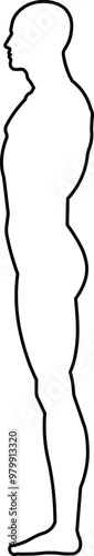 Side view of human body outlined silhouette.
