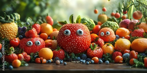 Explore a city where every fruit and vegetable is full of life with charming, lively eyes