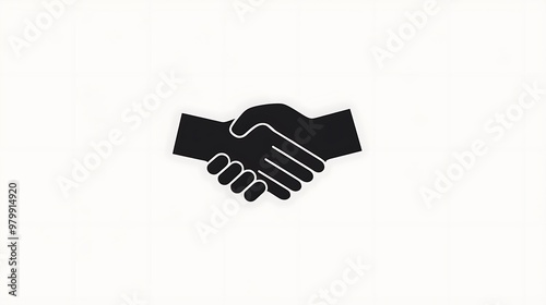 A corporate logo featuring a minimalist handshake, symbolizing trust and partnership, isolated on a clean white background.