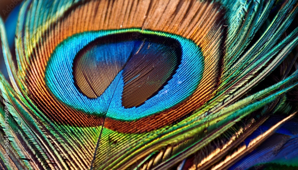 Naklejka premium Mesmerizing peacock feathers with vibrant colors and intricate patterns – perfect for artistic projects.
