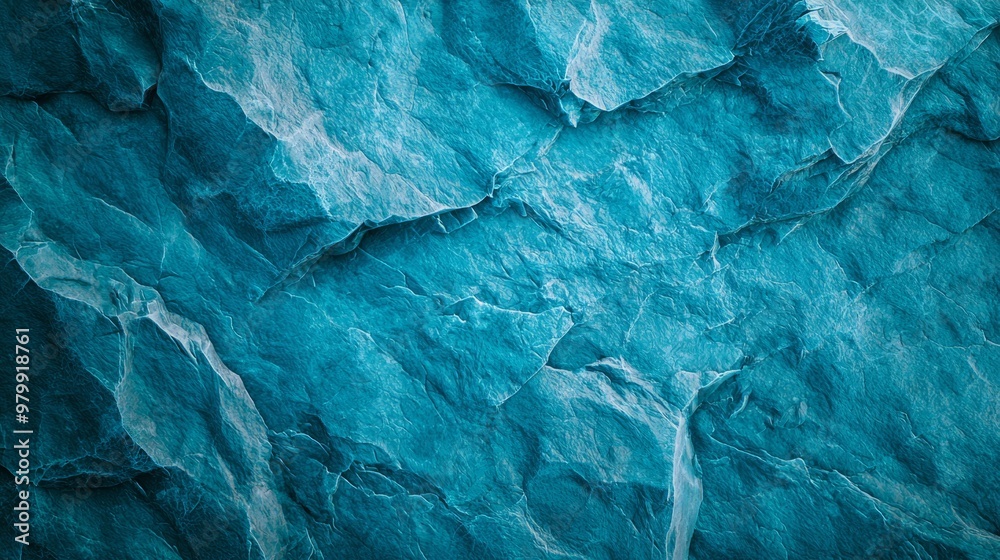 Fototapeta premium A tight shot of a blue rock wall with a soaring plane in the mid-sky