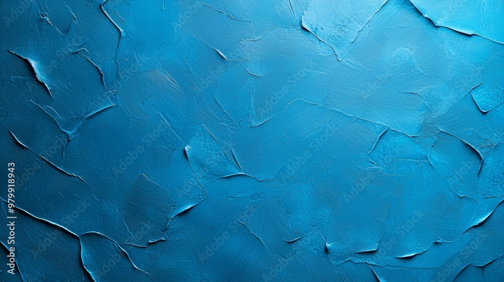  A detailed view of a blue canvas with white paint smears and a central black element