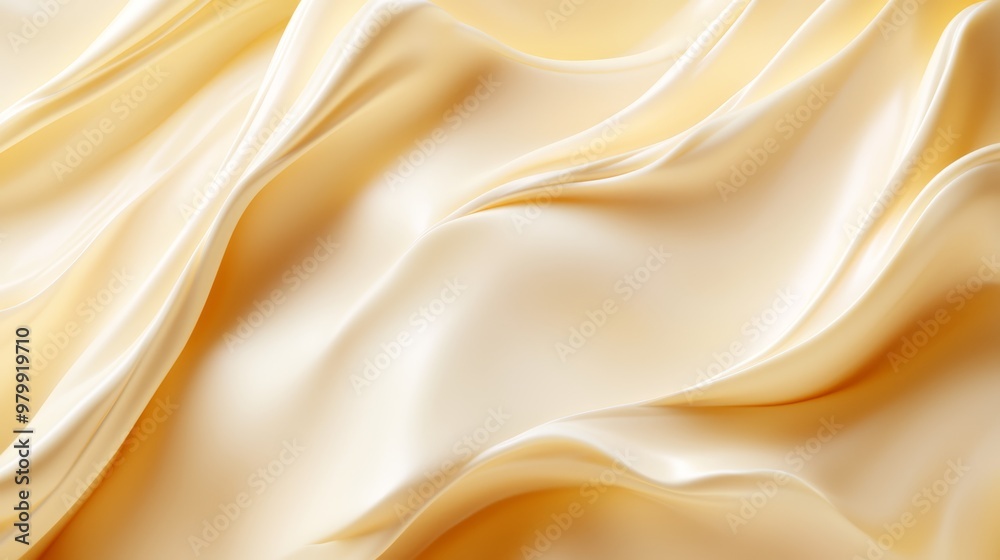 Obraz premium A tight shot of a white and yellow fabric with a smoothly undulating wave pattern at its peak