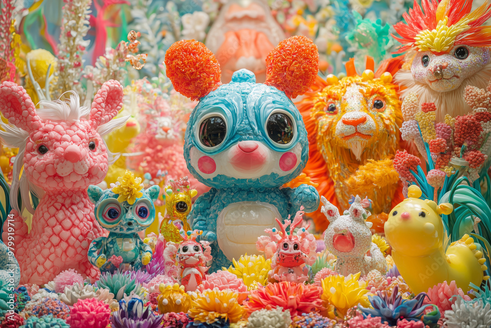 Whimsical celebration of zodiac animals adorned with vibrant flowers in a fantastical garden setting, bursting with color and creativity Whimsical celebration of zodiac animals adorned with vibrant flowers in a fantastical garden setting, bursting with color and creativity