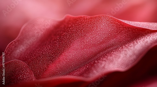  A red flower in focus, drops of water glistening, background softly blurred with petals