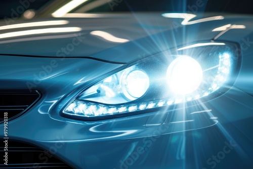 car headlight casts a lone beam