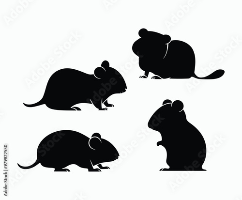 Hamster silhouette EPS vector art illustration template on a white background