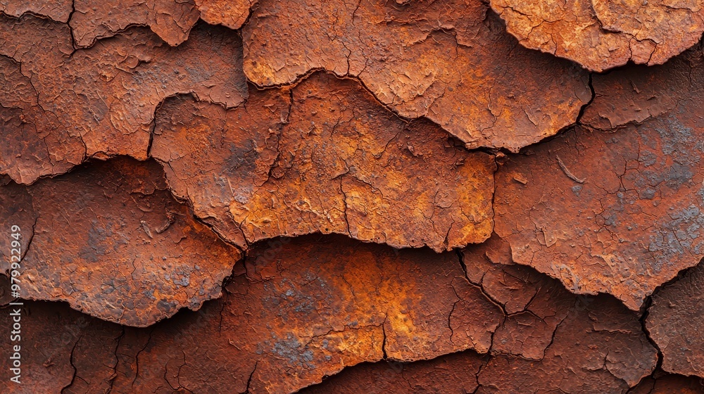 A tight shot of a weathered, orange-hued surface with visible chippings A tight shot of a weathered, orange-hued surface with visible chippings