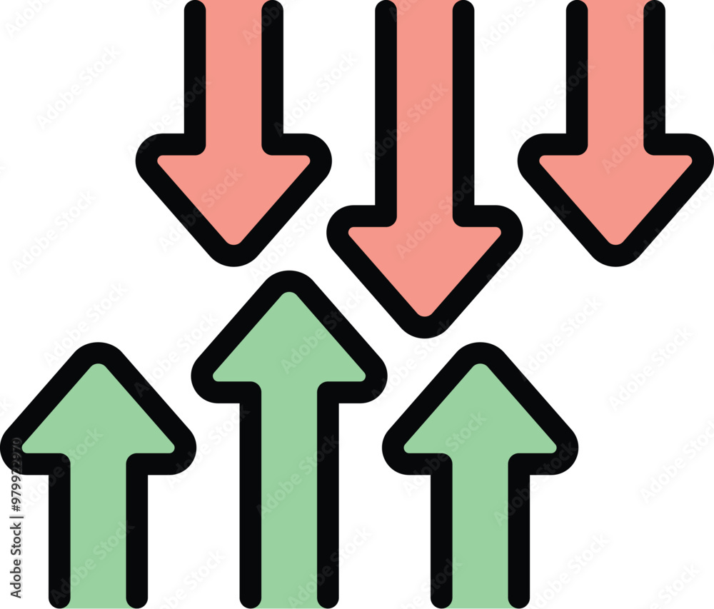 Green and red arrows pointing up and down, symbolizing the fluctuating nature of market trends Green and red arrows pointing up and down, symbolizing the fluctuating nature of market trends