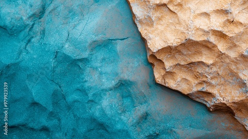 blue water in foreground, outcropping in background photo