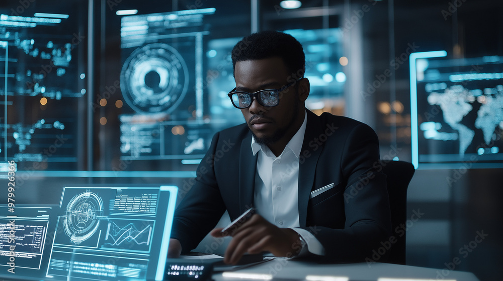 A modern professional working in the field of AI ethics A modern professional working in the field of AI ethics