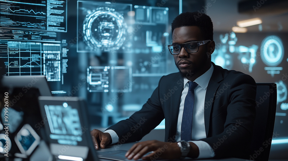 A modern professional working in the field of AI ethics A modern professional working in the field of AI ethics