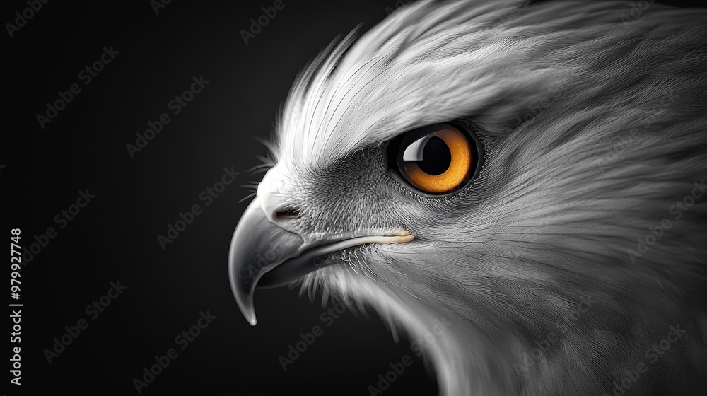 A tight shot of an eagle's intense orange eyes, featuring a bird of prey in sharp focus at the foreground A tight shot of an eagle's intense orange eyes, featuring a bird of prey in sharp focus at the foreground