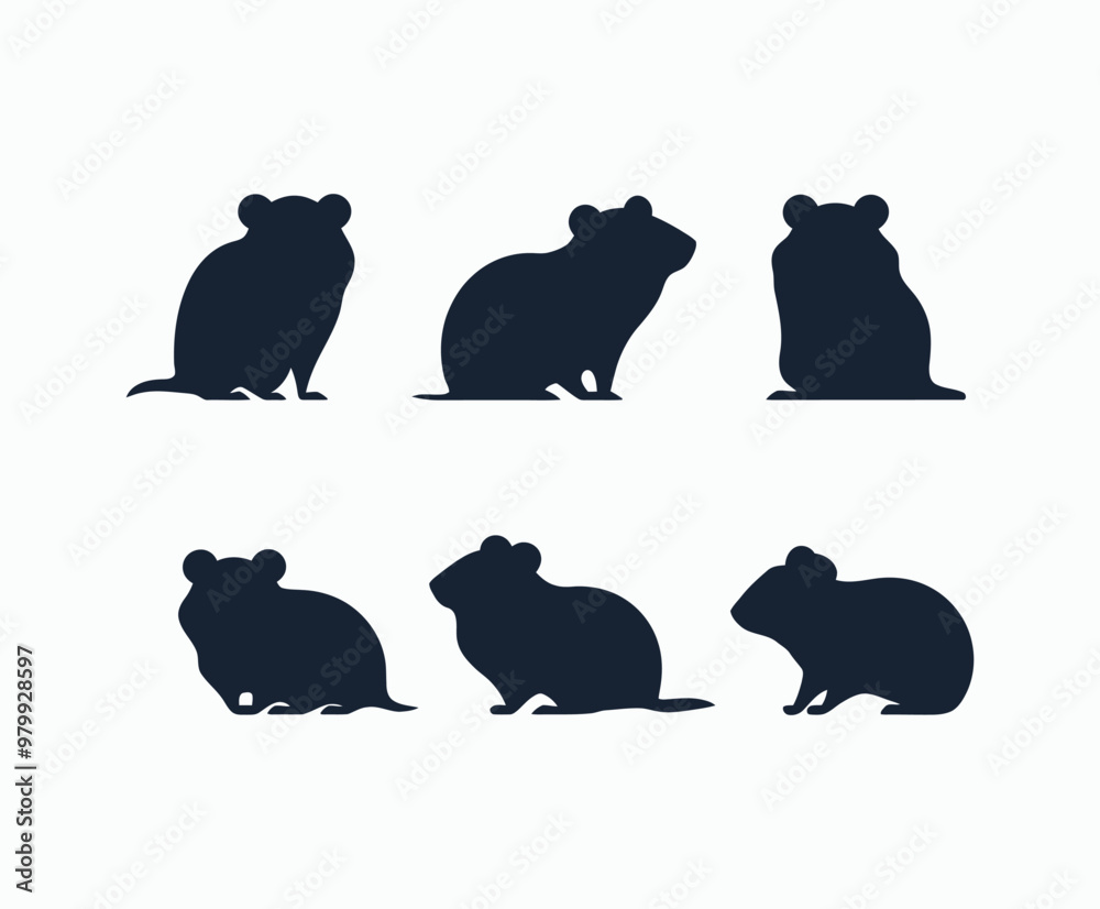 Hamster silhouette EPS vector art illustration template on a white background Hamster silhouette EPS vector art illustration template on a white background