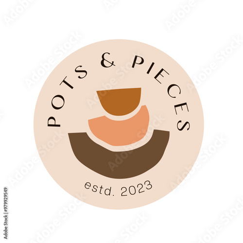 Round pottery logo in organic shapes