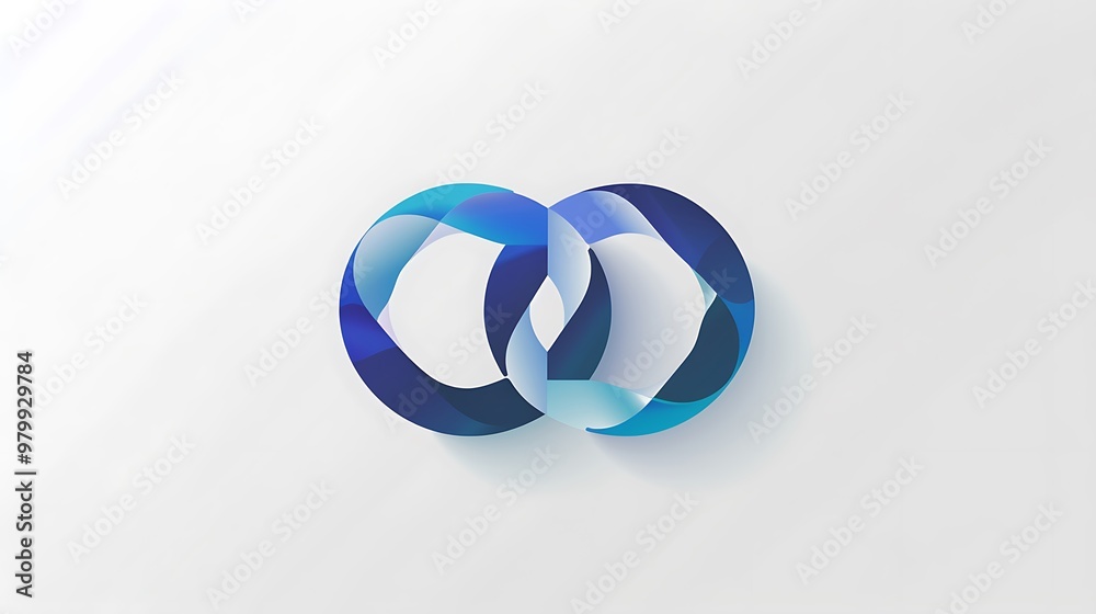 A modern business icon with overlapping circles forming a chain link, symbolizing connectivity, centered on a white background. A modern business icon with overlapping circles forming a chain link, symbolizing connectivity, centered on a white background.