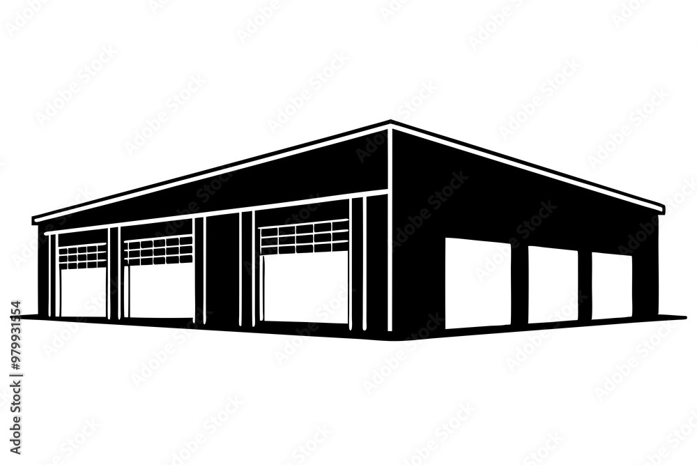 Fototapeta premium A modern warehouse, with a simple, functional design and large open spaces.