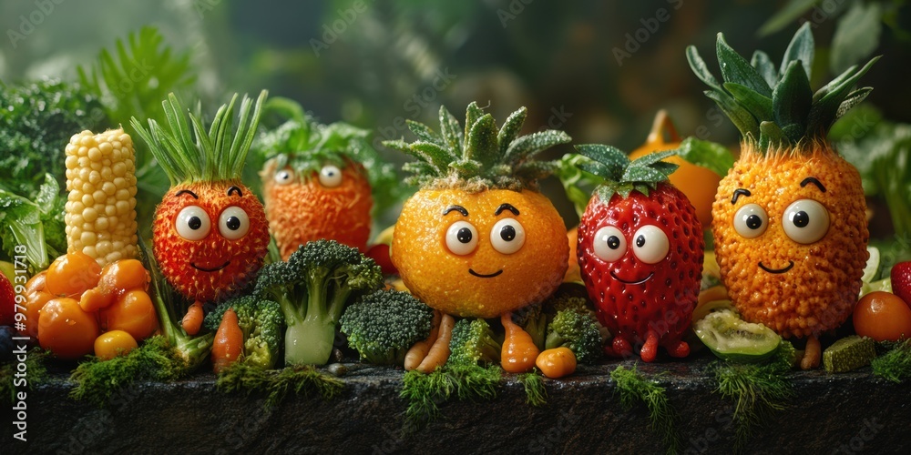 Explore a whimsical city where animated fruits with faces turn ordinary scenes into playful and engaging adventures Explore a whimsical city where animated fruits with faces turn ordinary scenes into playful and engaging adventures