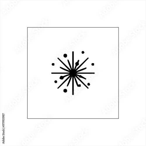 Illustration vector graphic of fire works icon, black and white 
