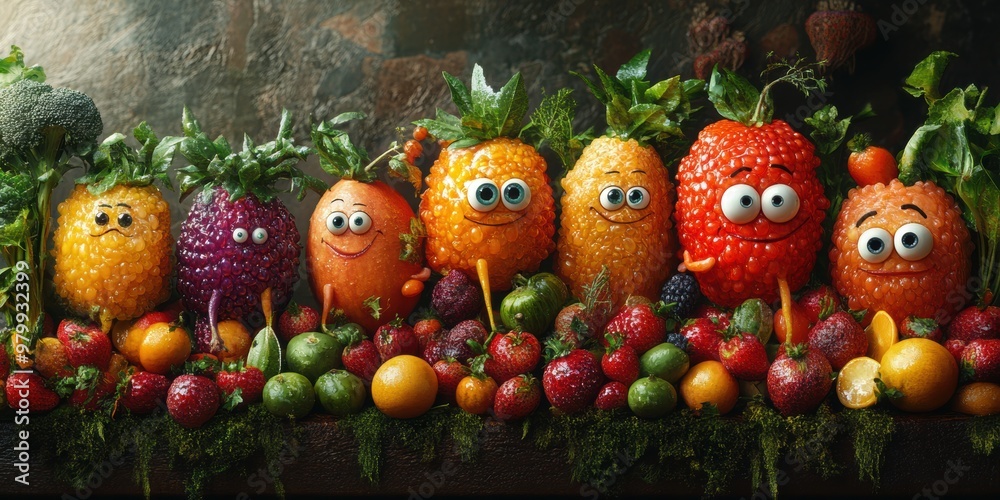 Explore a whimsical city where vegetables and fruits have faces and lively personalities