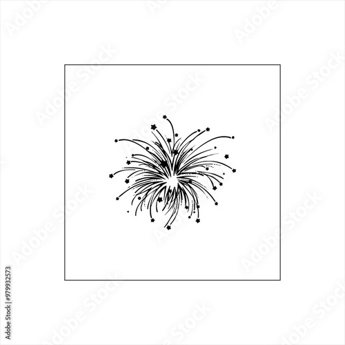 Illustration vector graphic of fire works icon, black and white 