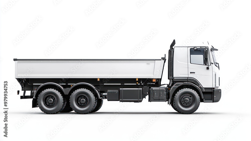 Side View of a White Dump Truck Side View of a White Dump Truck