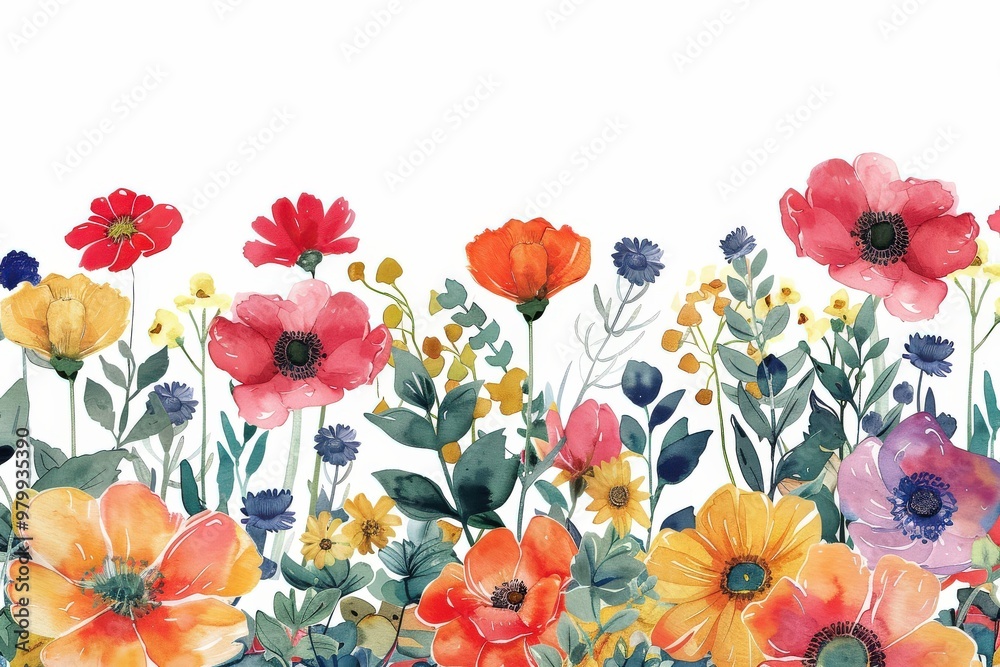 A colorful bouquet of flowers with a white background, generative ai image