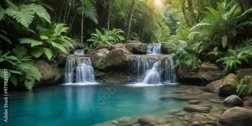 Serene Tropical Waterfall Oasis