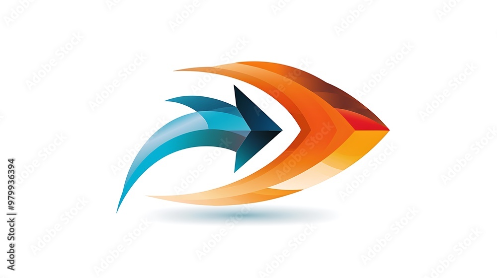 A sleek business logo with a dynamic arrow design, symbolizing growth and success, isolated on white. A sleek business logo with a dynamic arrow design, symbolizing growth and success, isolated on white.