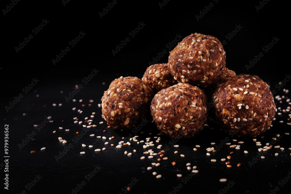 Image of falafel balls on black background Image of falafel balls on black background