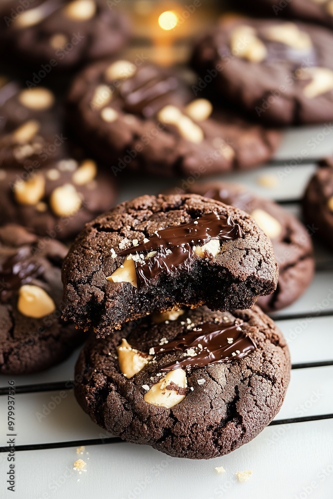 Chocolate cookies with peanut butter chips Chocolate cookies with peanut butter chips