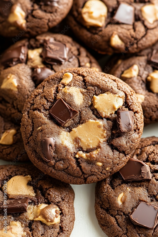 Chocolate cookies with peanut butter chips Chocolate cookies with peanut butter chips